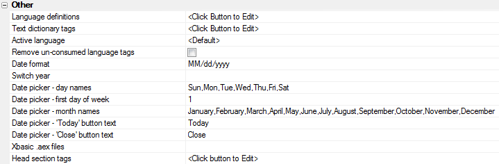 Date Picker settings in the Other Properties section of the UX Builder